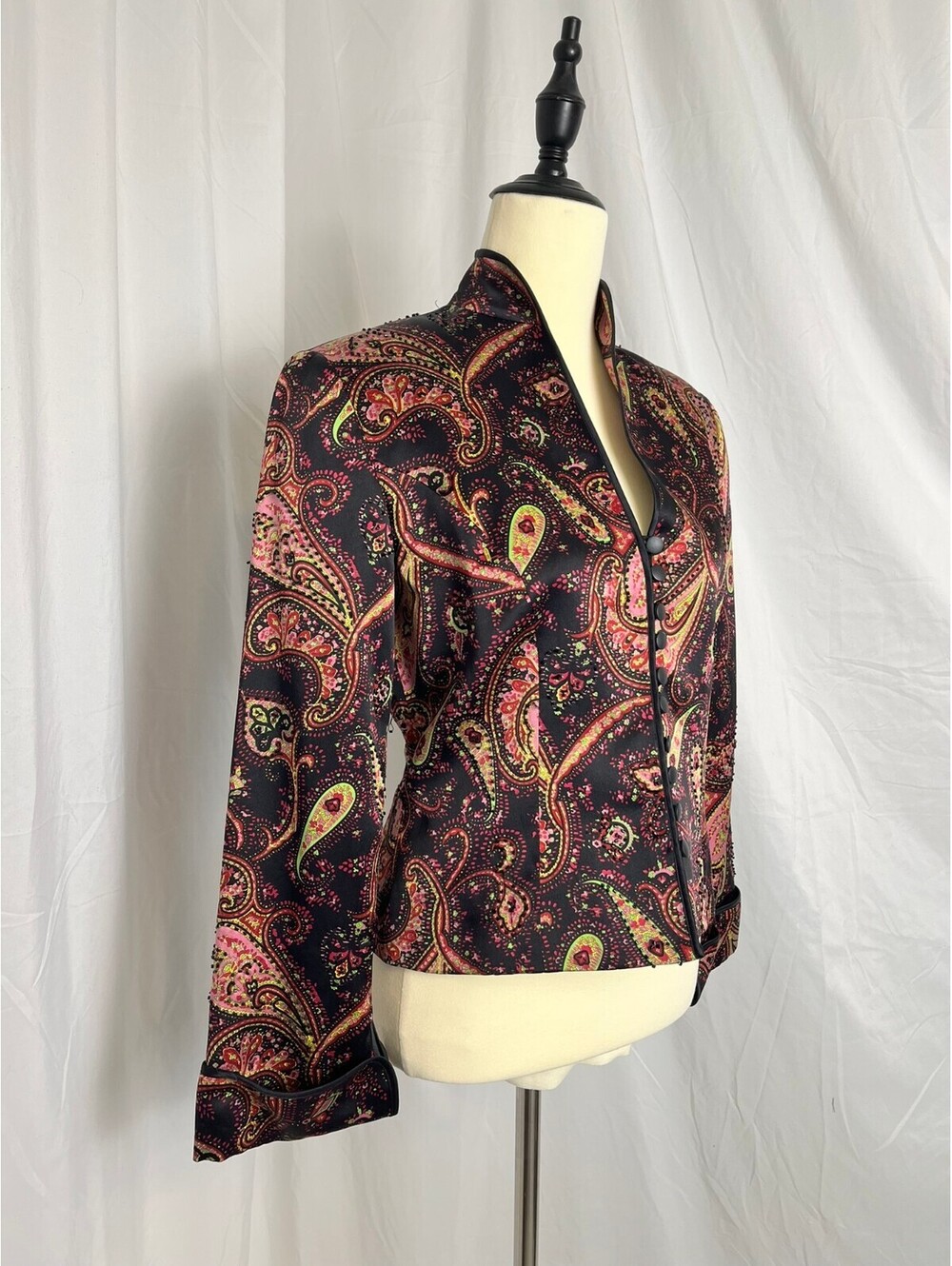JS Collections Paisley Patterned Button-Up Blazer Jacket - Picture 3 of 9